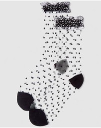 High Heel Jungle - Sheer Frilly Socks –Black Dots