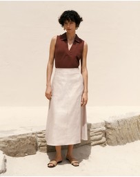 Trenery - Yarn Dyed Linen Blend Skirt in Flax