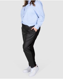 Love Your Wardrobe - Arlo PU & Ponte Drawstring Pant