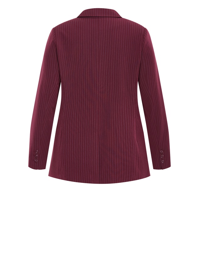 City Chic - Plus size Cora Blue Stripe Blazer - berry