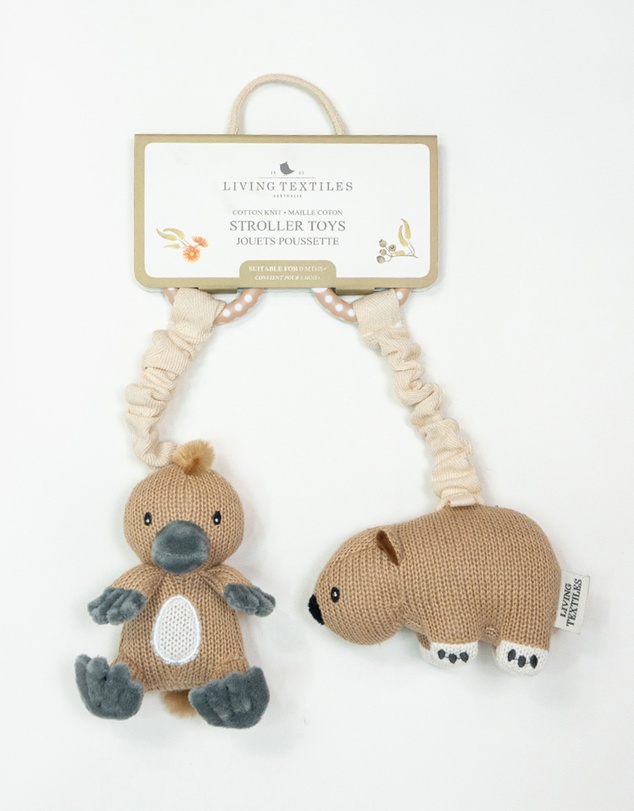 Living Textiles - 2 Pack Stroller Toys - Platypus & Wombat