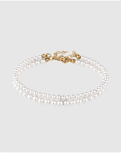 Elli Jewelry - Pearl Bracelet Set in Gold-Plated 925 Sterling Silver