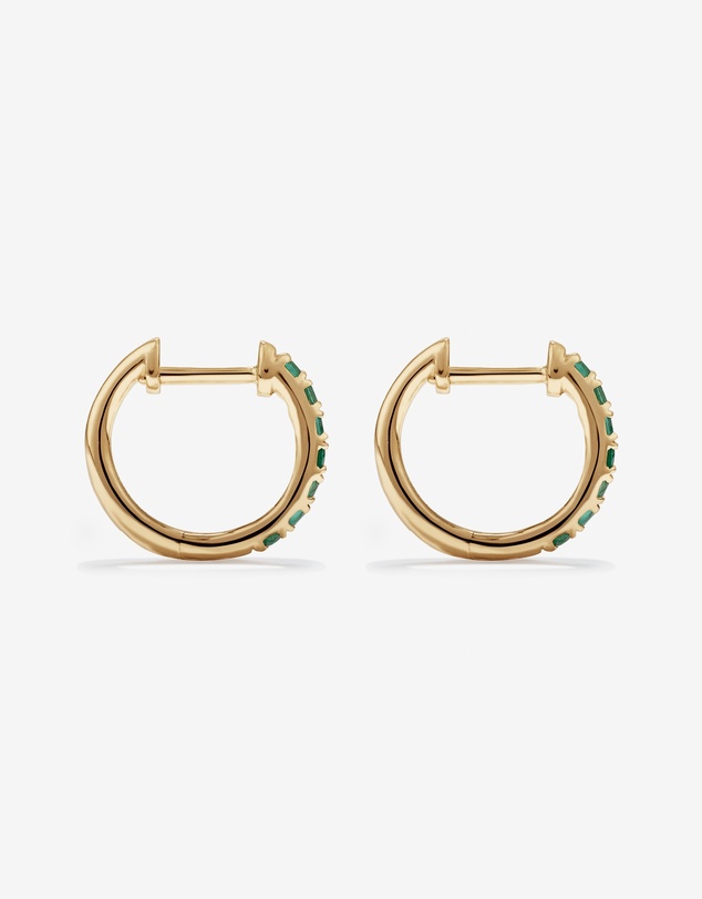 Michael Hill - Huggie Earrings with Emerald in 10kt Yellow Gold