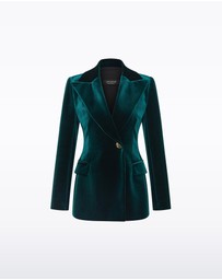 Carla Zampatti - Hunter Green Velvet Longline Jacket