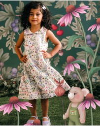 Fleur Harris - 'Silky's Floral' Winsome Dress in Snow 