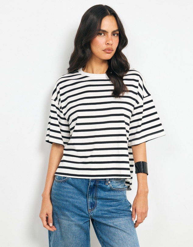 AERE - Layla Stripe Boxy Tee