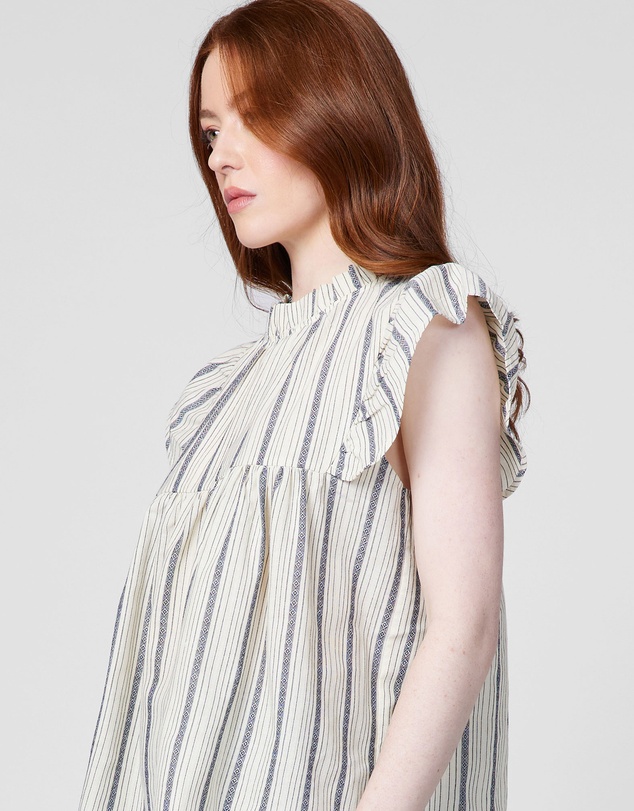 MVN - Printed Ruffle Sleeve Top
