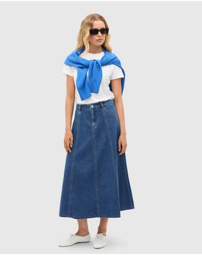 Seed Heritage - Denim A-Line Midi Skirt