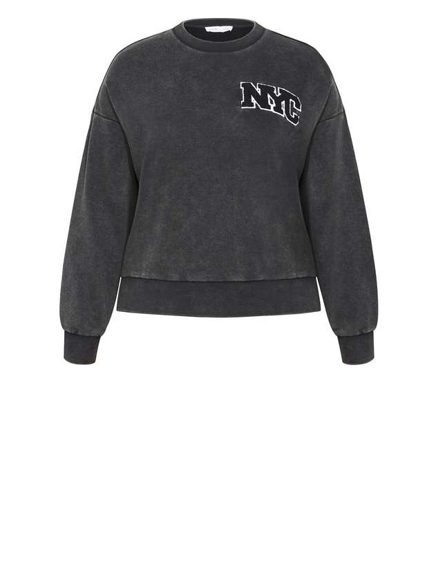 City Chic - Plus size NYC Storm Sweatshirt - charcoal