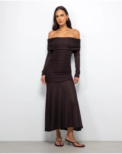 AERE - Valentina Off Shoulder Midi Dress