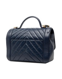 Pre-Loved by Azura Reborn - Pre-Loved CC Chevron Aged Calfskin Top Handle Flap