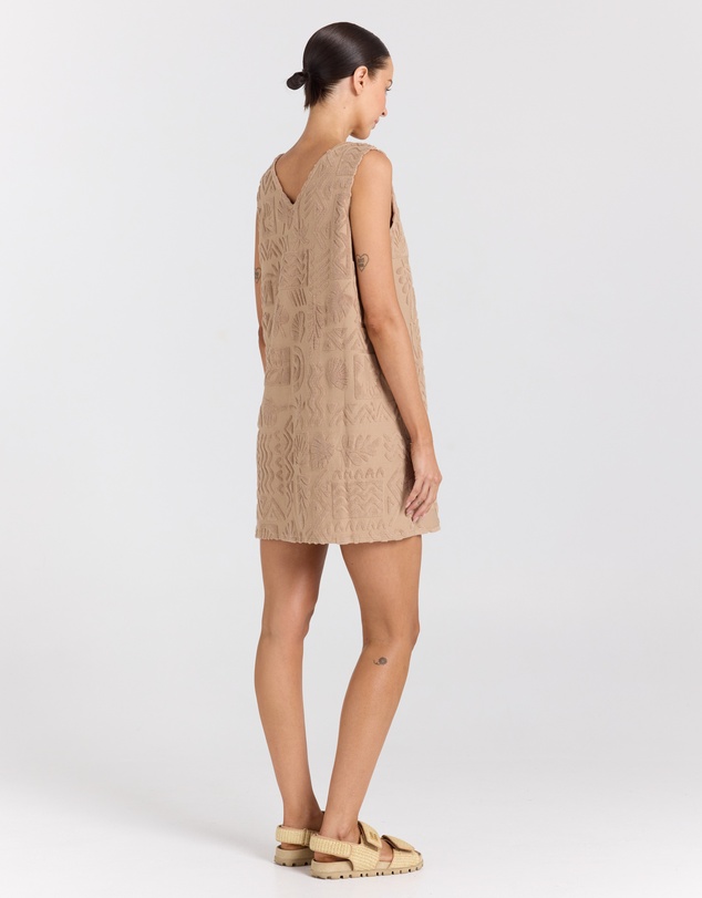 Poolside Paradiso - Mai Tai V Tunic Towelling Dress - Almond