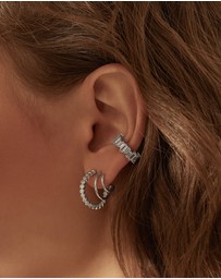 Wanderlust + Co - Triple Pave 13mm Hoop Earrings