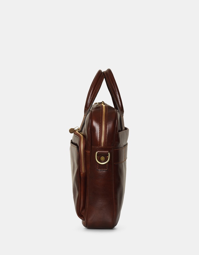 Republic of Florence - Pretoria Brown Leather Laptop Briefcase