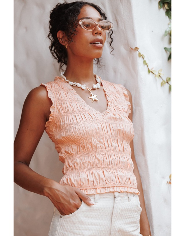Petal & Pup - Xenia Smocked Top - Peach