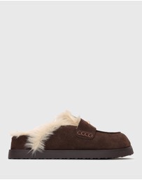 Betts - Toby Suede Leather Fur-Lined Mules