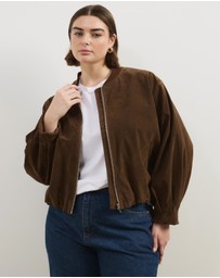 Atmos&Here Curvy - Ruby Faux Suede Bomber Jacket
