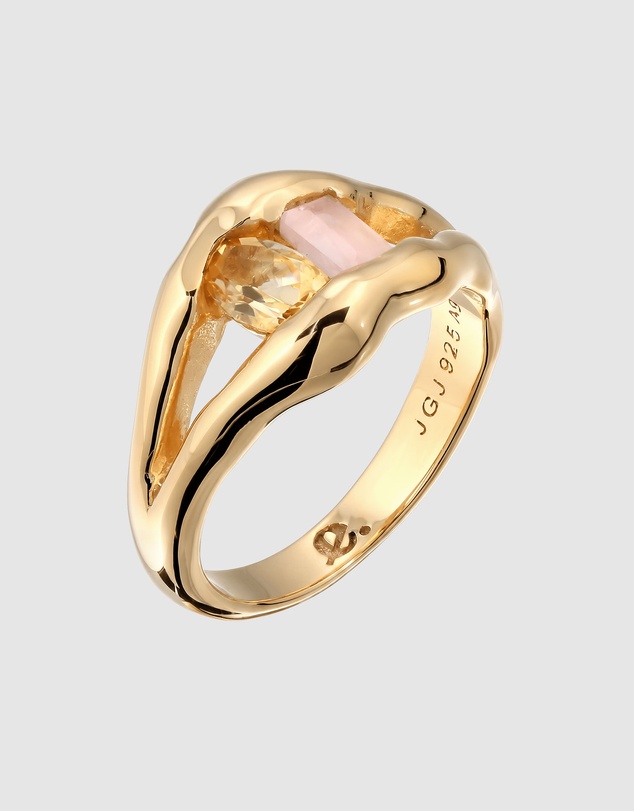 Elli Jewelry - Organic Split Band Gemstone Ring in Gold-Plated 925 Silver