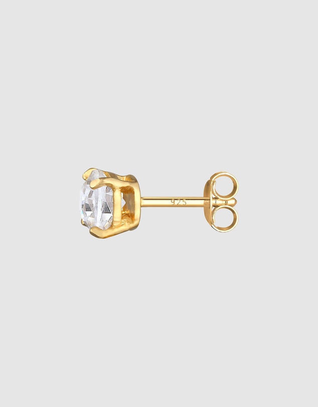 Kuzzoi - ICONIC EXCLUSIVE - Earrings Male Stud Swarovski® Crystals Single 925 Sterling Silver Gold Plated