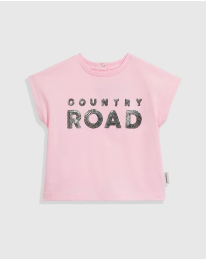 Country Road - Organically Grown Cotton Sequin Logo T-shirt