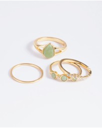 Lovisa - Gold Plated Diamante Pear Ring Stack Pack