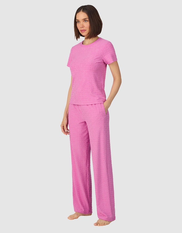 DKNY - Jacquard Logo Terry Short Sleeve T-Shirt & Pant Long Pyjama Set