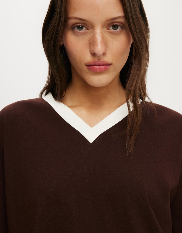 Cotton On - Boxy V Neck Long Sleeve Top