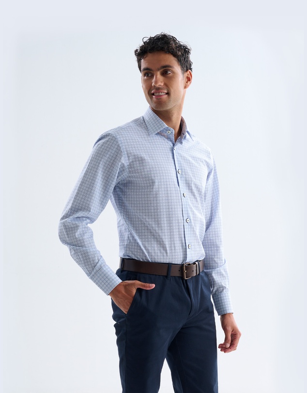 3 Wise Men - 3 Wise Men Whitmore Blue Print Shirt