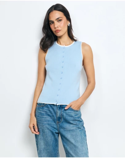 AERE - Veya Contrast Organic Cotton Knit Top