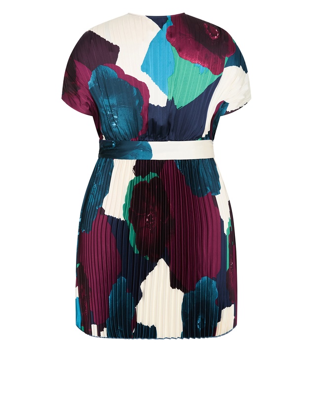 City Chic - Hailey Abstract Print Pleat Mini Dress