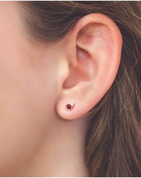 Georgini - Natural Ruby And Two Natural Diamond July Silver Earrings