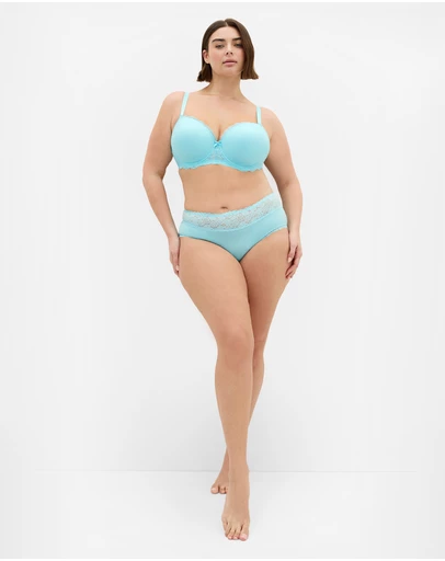 City Chic - Plus size Iris 3 Pack Cotton Cheeky Panty - pink icing blue tint teal