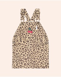 Huxbaby - Very Cherry Leopard Print Denim Jumper Dress - Babies