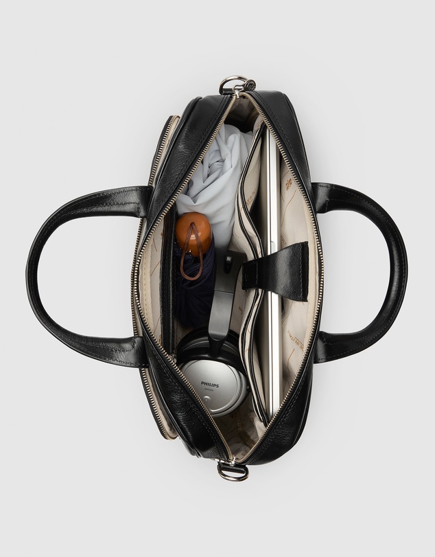 Republic of Florence - Pretoria Black Leather Laptop Briefcase