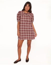 Petal & Pup - Yaris Mini Dress - Burgundy Plaid