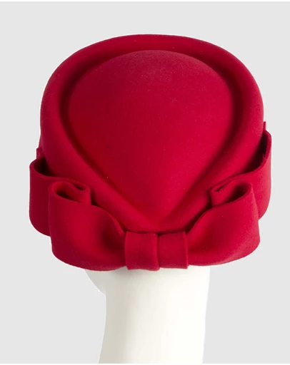 Max Alexander - Felt Red Pillbox Hat