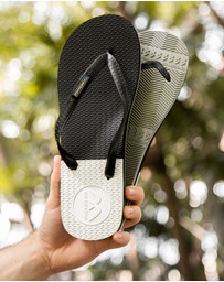 Boomerangz Footwear - Men's Black/Grey/White Thongs with arch support and 2 x interchangeable straps