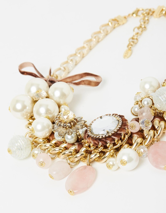Izoa - Pearl and Jewel Statement Necklace