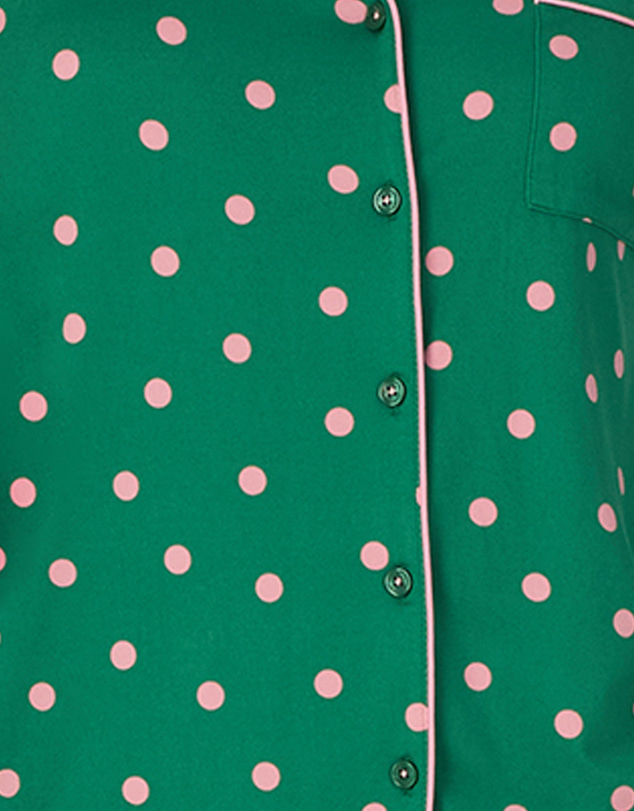 Kate Spade - Printed Jersey Button Up Long Sleeve Long Pyjama Set