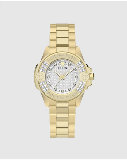 Philipp Plein - Plein Majesty Gold-tone with Crystals 38mm Silver Dial