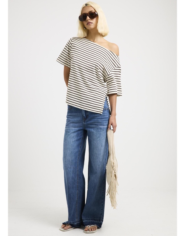 Subtitled - Amber Asymmetric Stripe Top