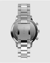 TIMEX - Chicago Chrono 45mm Silver Tone Blue Dial Bracelet