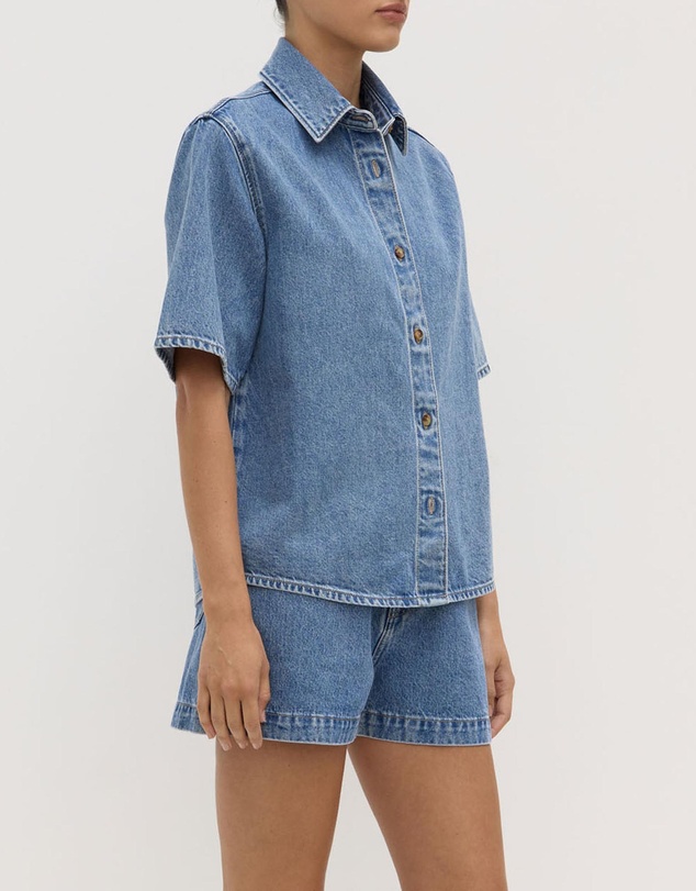 Assembly Label - Boxy Denim Short Sleeve Shirt