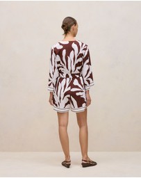 Trenery - Wakame Border Stripe Relaxed Short in Espresso