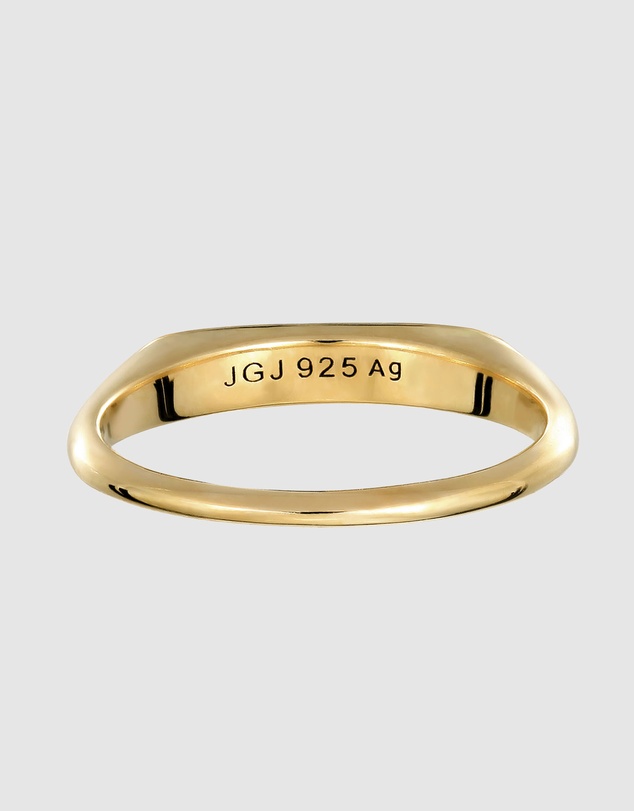 Elli Jewelry - Crystal Bar Signet Ring in Gold-Plated 925 Silver