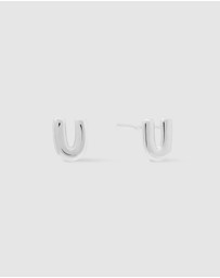 Wanderlust + Co - Alphabet Bubble Silver Stud Earrings - Letter U
