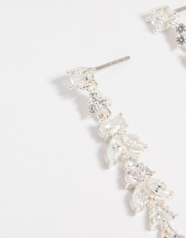 Lovisa - Silver Plated Cubic Zirconia Alternating Vine Linear Drop Earrings