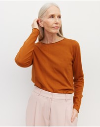 JH Lounge - JHL Crew L/S T (Fine Cotton Cashmere) Tobacco