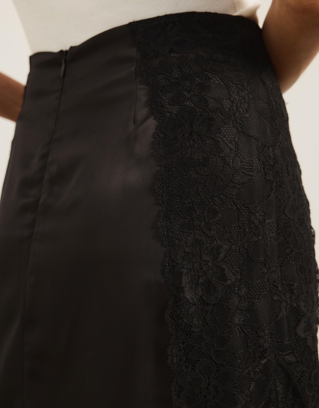 Atmos&Here - Mirelda Satin Lace Midi Skirt
