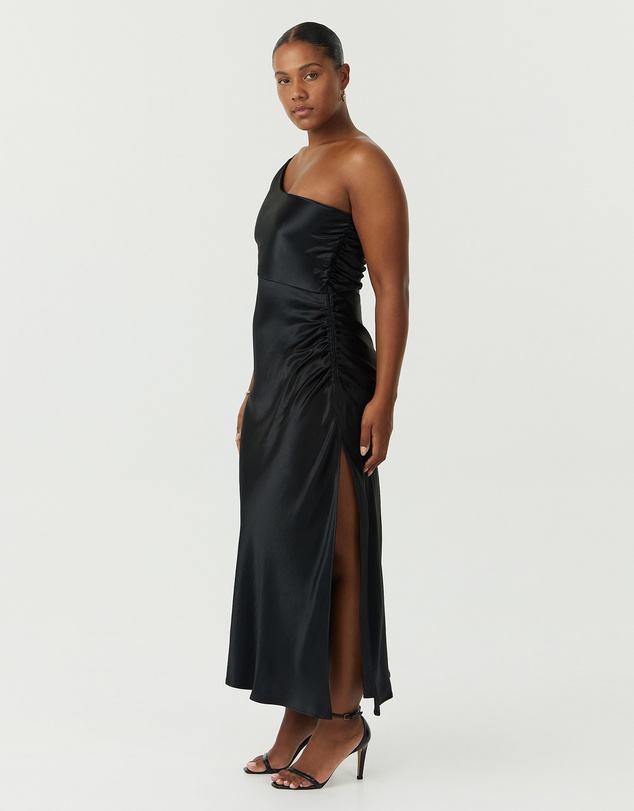 Third Form - Satin Gather One Shoulder Dress